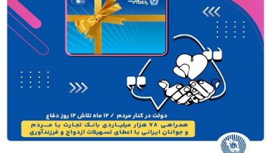 اعطای ۷۸ هزار میلیارد ریال تسهیلات ازدواج و فرزندآوری توسط بانک تجارت